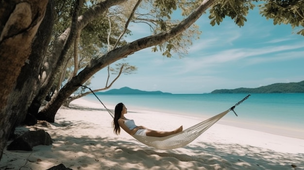 Photo d'une fille qui se détend sur la plage