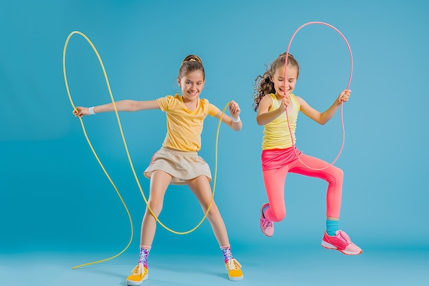 Photo des filles qui font du saut à la corde