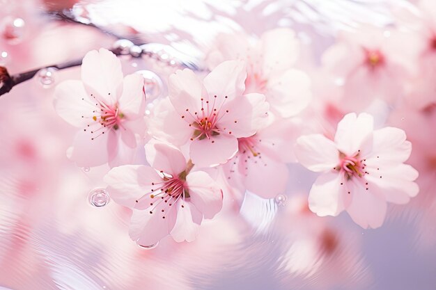 Une photo de la fleur de cerisier abstraite au mouvement flou