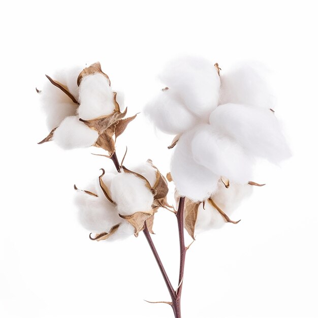 Photo de fleur de coton sur un fond blanc