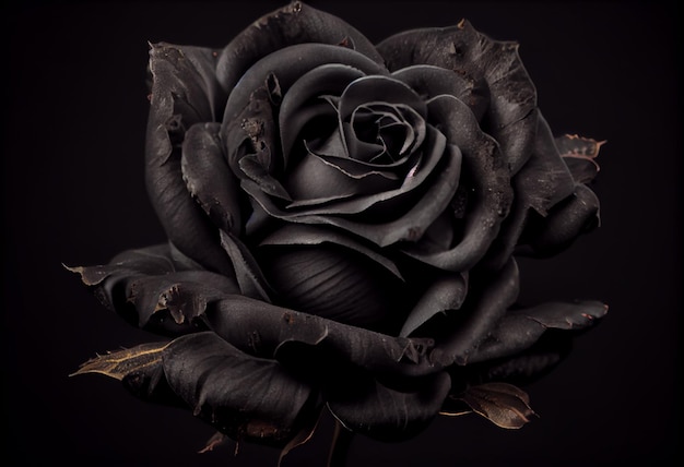 Photo fleur rose noire gros plan roses sombres fond Générer Ai