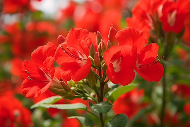 Une photo de fleur rouge est montrée dans cette illustration