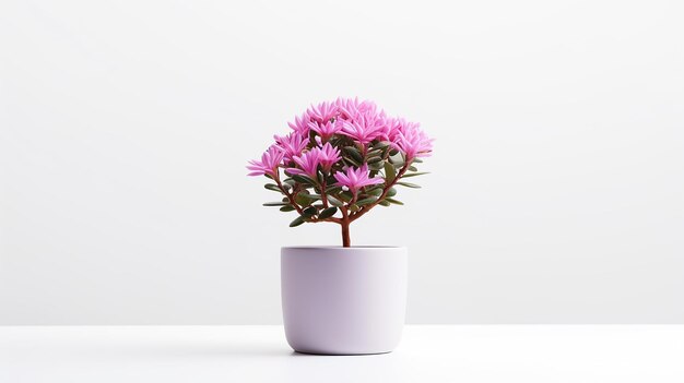 Photo de fleur de stock dans un pot isolée sur fond blanc