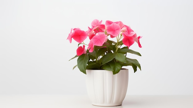 Photo de fleurs d'Impatiens en pot minimaliste comme plante d'intérieur pour la décoration de la maison