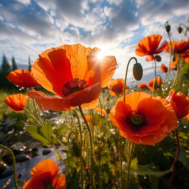 photo de fleurs de pavot en été