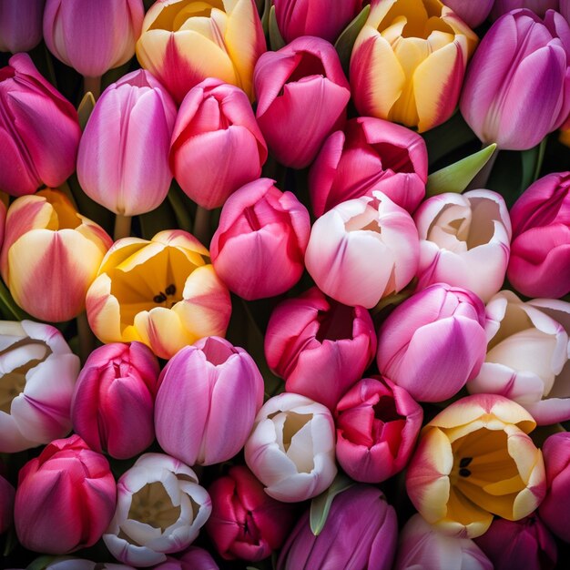 Photo une photo de fleurs de tulipes colorées