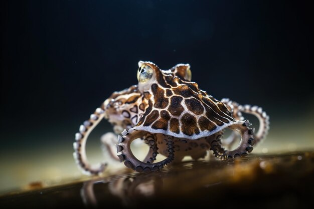 Une photo de focus octopus animal mer avec fond de mer sombre