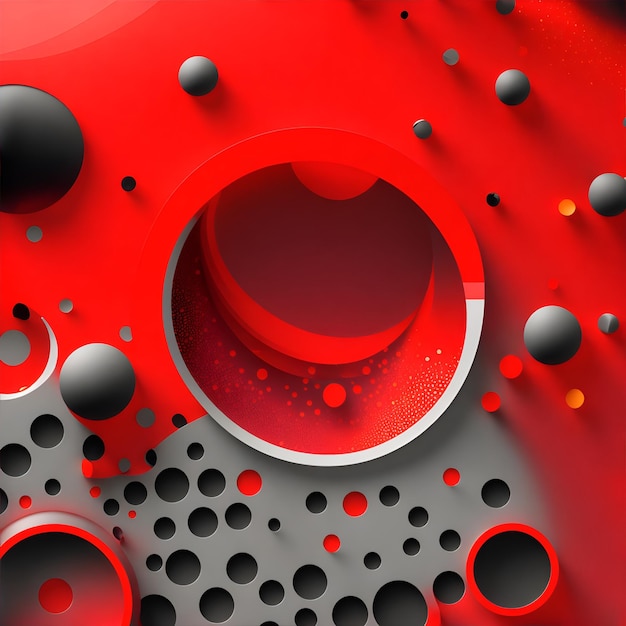 Photo de fond abstrait rouge et gris avec des cercles et des bulles