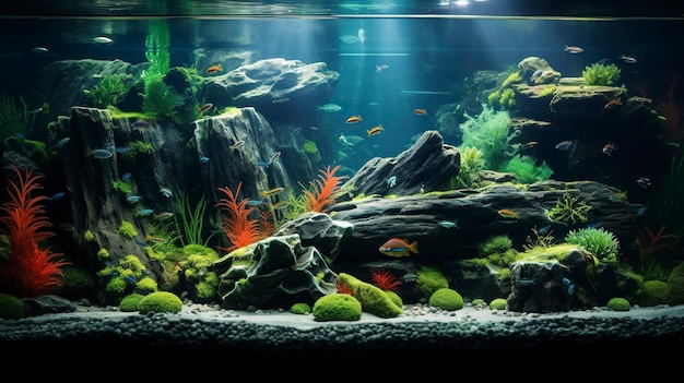 Une photo de fond d'un aquarium