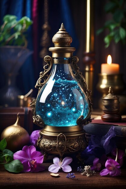 photo de fond de la bouteille de potion magique