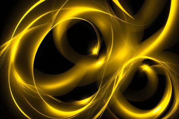 Photo fond panoramique sombre bokeh jaune vif cercles lumineux vague abstraite