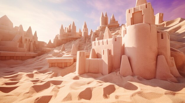 Une photo d'un fond de plage de sable de château de sable géométrique