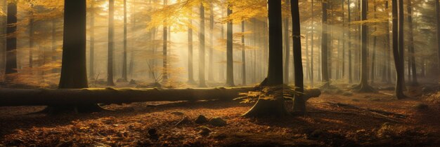 Photo photo d'une forêt dense et majestueuse avec des arbres imposants qui atteignent le ciel