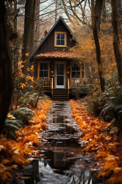 Une photo d'une forêt mystique effrayante