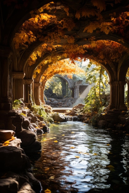 Une photo d'une forêt mystique effrayante