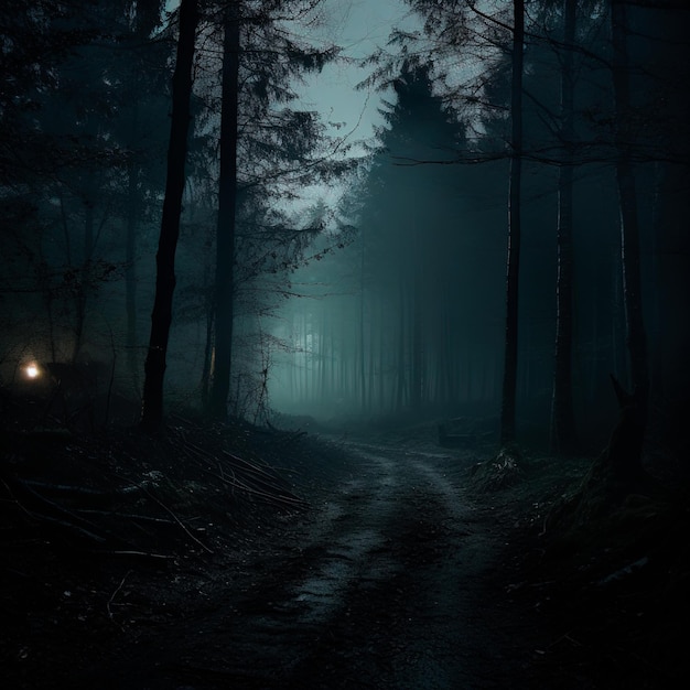 photo d'une forêt sombre la nuit