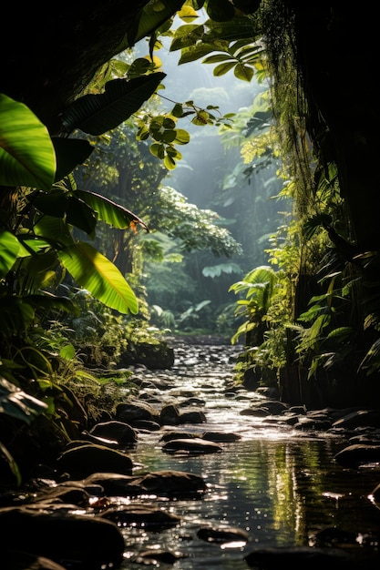 Photo une photo d'une forêt tropicale cachée