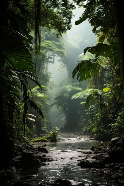 Une photo d'une forêt tropicale cachée