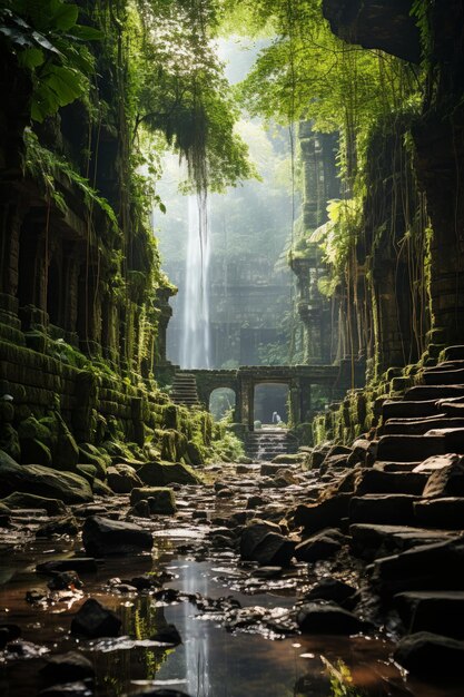 Photo une photo d'une forêt tropicale cachée