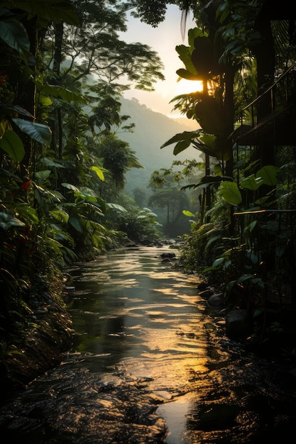 Une photo d'une forêt tropicale cachée