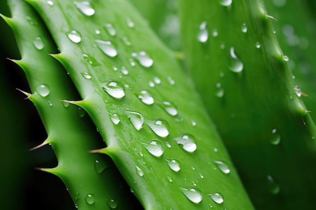 Photo une photo fraîche d'une plante d'aloe vera verte le matin