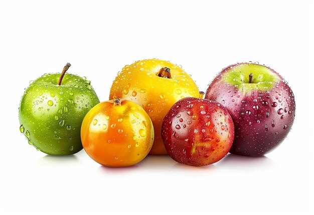 Photo de fruits et baies sucrés sur fond blanc