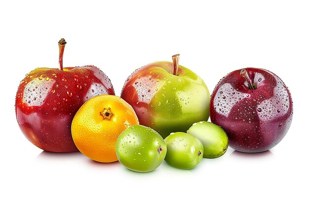 Photo de fruits et baies sucrés sur fond blanc