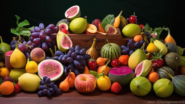 photo de fruits frais en été avec fond uni