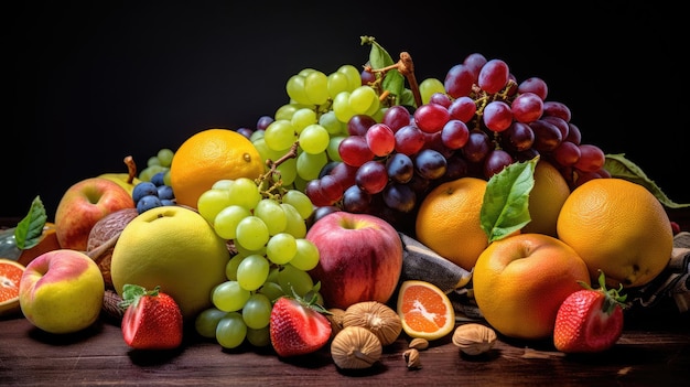 photo de fruits frais en été avec fond uni