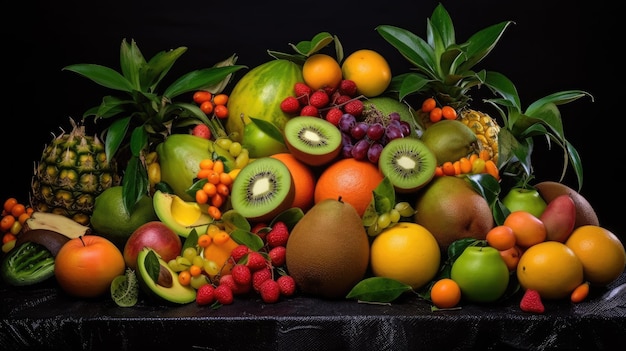 photo de fruits frais en été avec fond uni