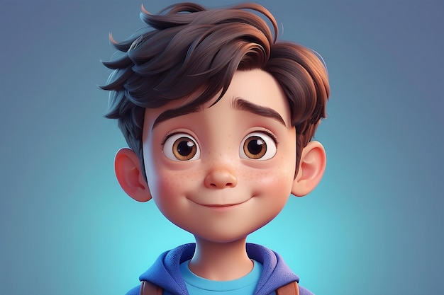 Une photo d'un garçon mignon dans le style de Pixar dessin animé 3D illustration générative ai