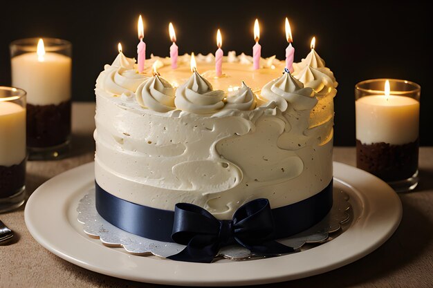 Photo une photo d'un gâteau d'anniversaire avec des bougies