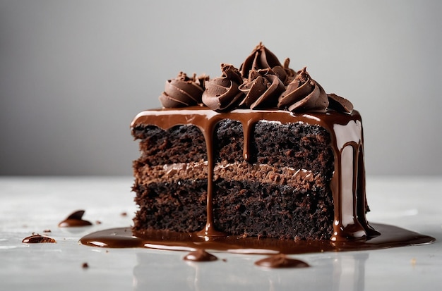 photo d'un gâteau au chocolat sur un fond blanc