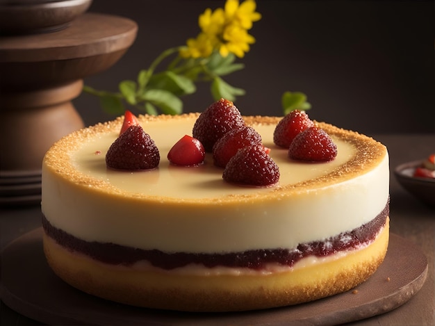 Une photo de gâteau au fromage sucré