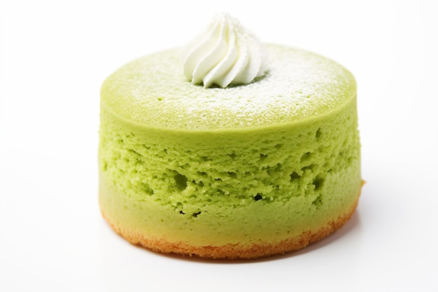 une photo de gâteau au thé vert matcha