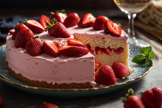 photo gâteau aux fraises