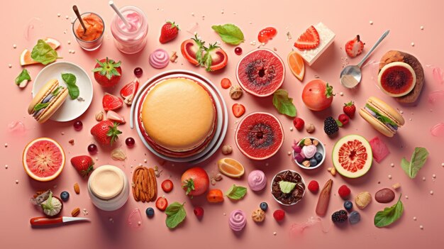 Une photo d'un gâteau de fruits et légumes colorés