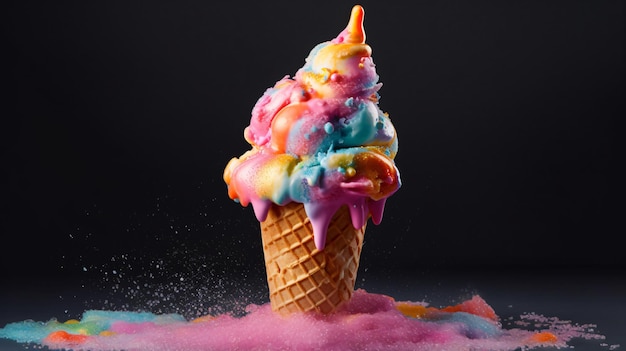 photo une gâterie estivale colorée dans une glace fondante