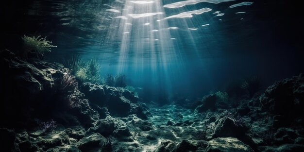 Photo générative IA générée par IA du monde océanique sous-marin Nautique marin