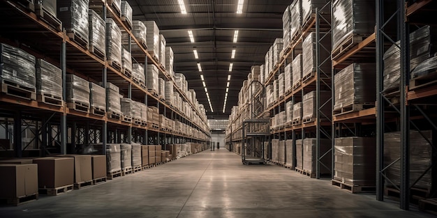 Photo générative IA générée par l'IA de l'usine de stock de livraison de navire d'entrepôt de stock Art graphique