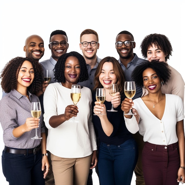 Photo de gens heureux célébrant les vacances d'hiver avec le concept de célébration d'une fête au champagne