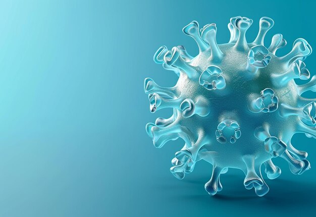Photo de germes microscopiques du virus du coronavirus à l'arrière-plan avec espace de copie rendu 3D