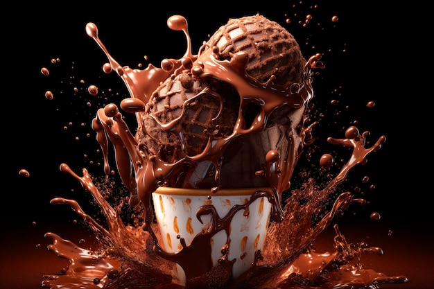 Photo d'une glace avec une touche de chocolat