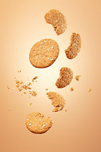 Photo photo de grains d'avoine crus et de biscuits d'a voine