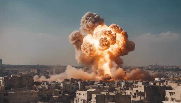 Photo d'une grande explosion dans la ville d'Israël