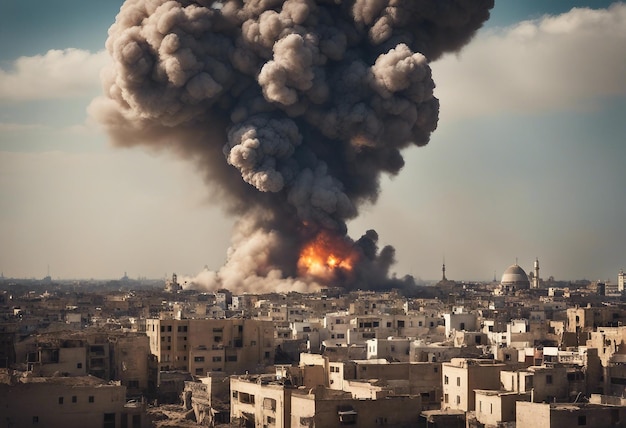 Photo d'une grande explosion dans la ville d'Israël