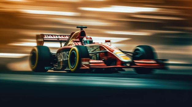 Photo à grande vitesse d'une course de Formule 1 dans un beau circuit Generative AI AIG32