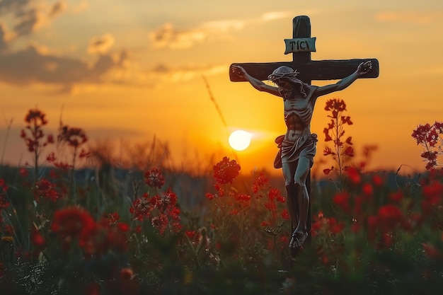 Photo photo gratuite arrière-plan du vendredi avec jésus-christ et la croix génératif ai
