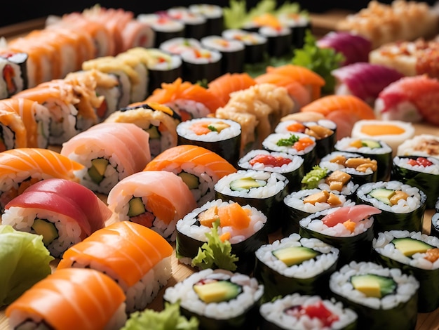 Photo gratuite assortiment coloré de rouleaux de sushi