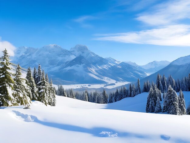 Photo photo gratuite beau paysage enneigé avec les montagnes